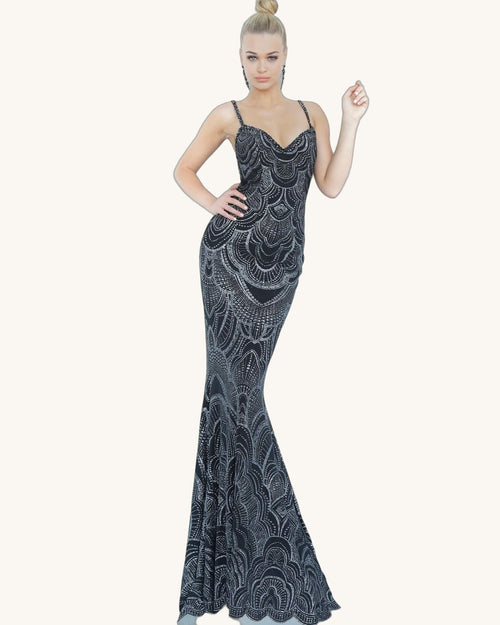 Jovanni Aurora — Negro/Plata - Vestido de Noche - Sposa Mia Chihuahua