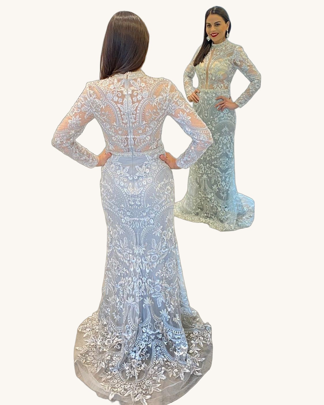 Macduggal Celeste — Gris - Vestido de Noche - Sposa Mia Chihuahua