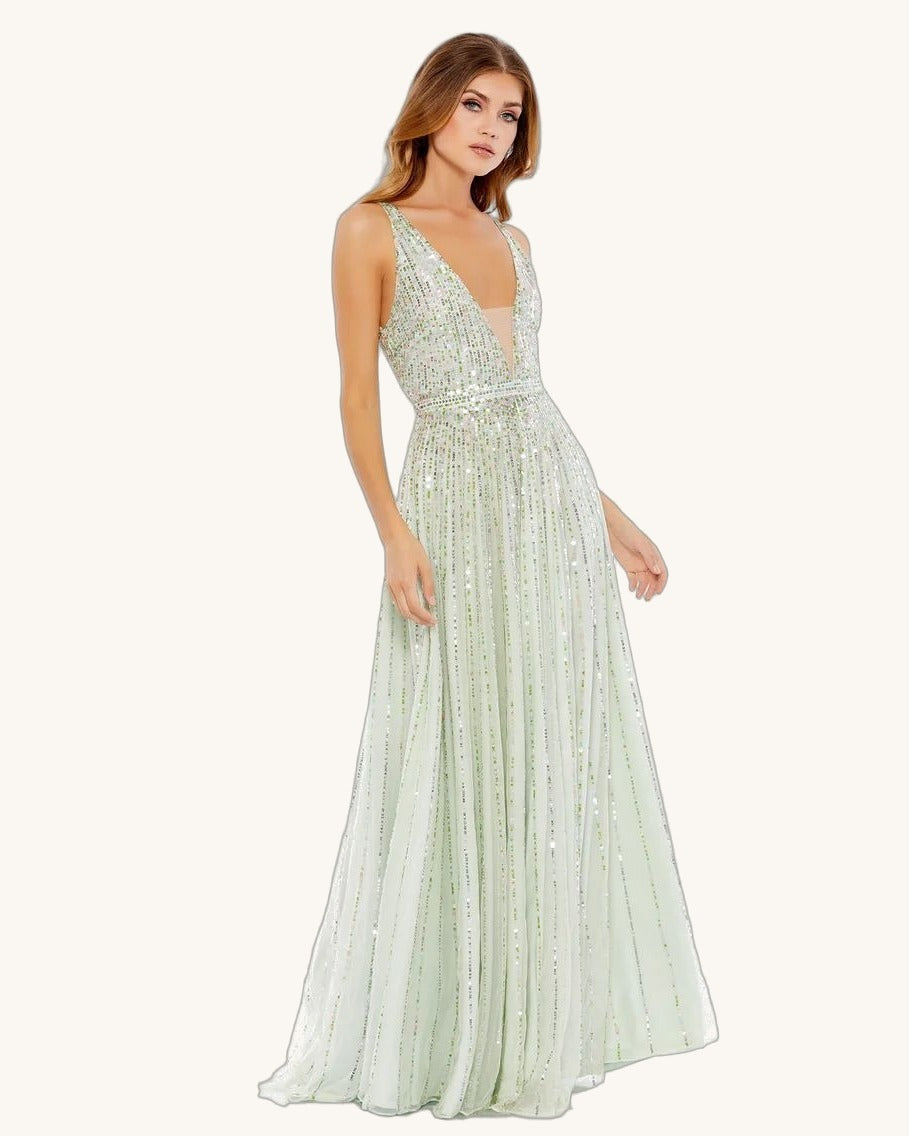 Macduggal Aurora — Menta/Plata - Vestido de Noche - Sposa Mia Chihuahua
